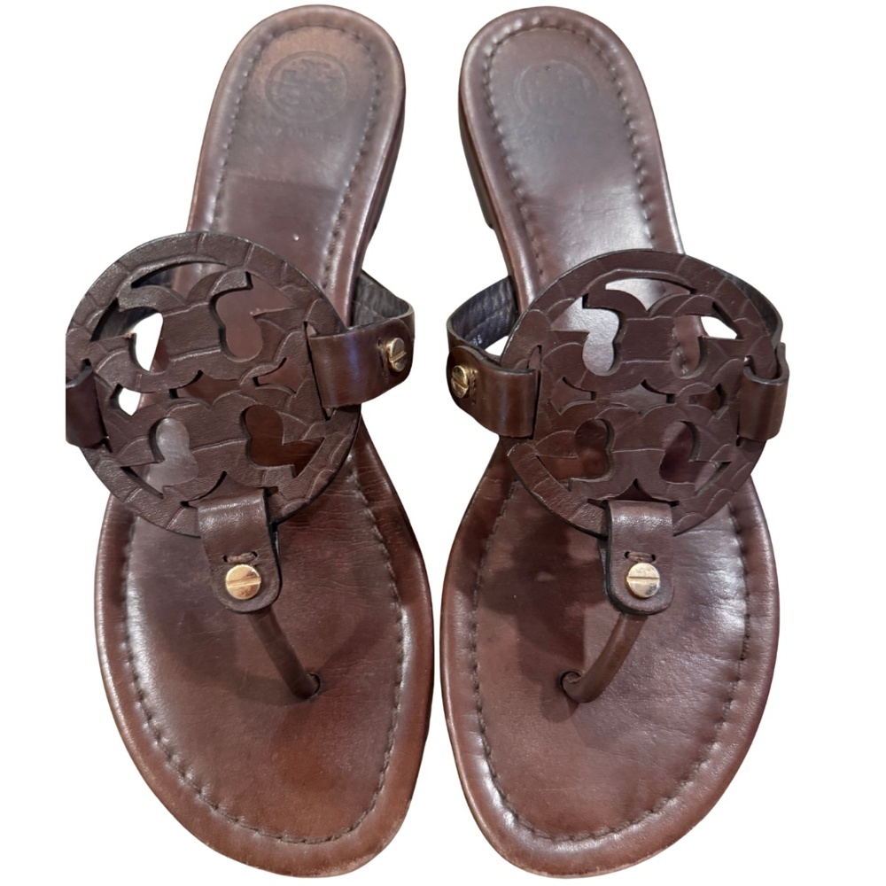 Tory Burch Miller woman sandal, dark brown, size 8, used